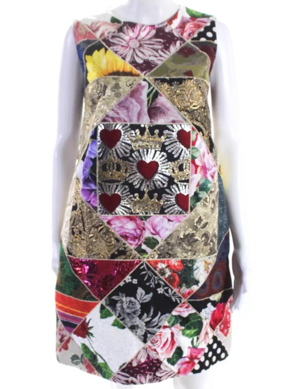 Dolce & Gabbana Women's Mixed Print Metallic Jacquard Sheath Dress Multi Size 8